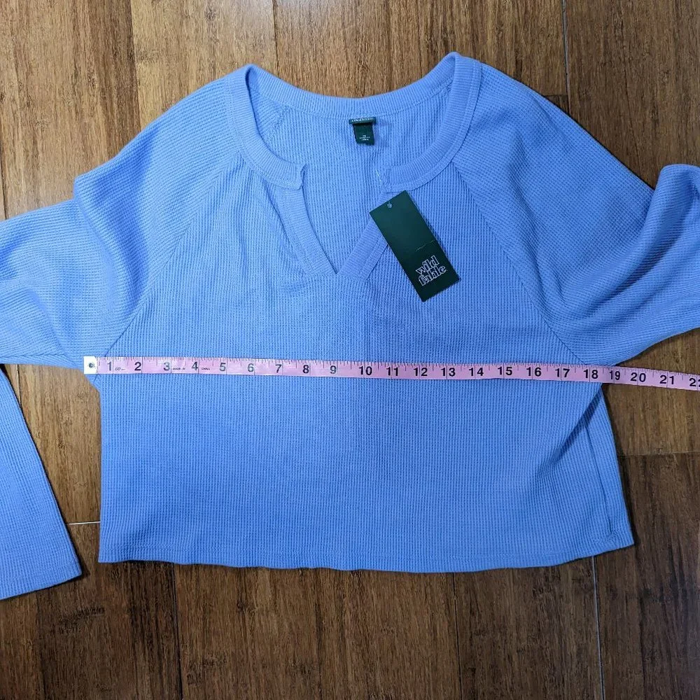 Wild Fable Purple Cropped Waffle Knit Long Sleeve Top Size Medium